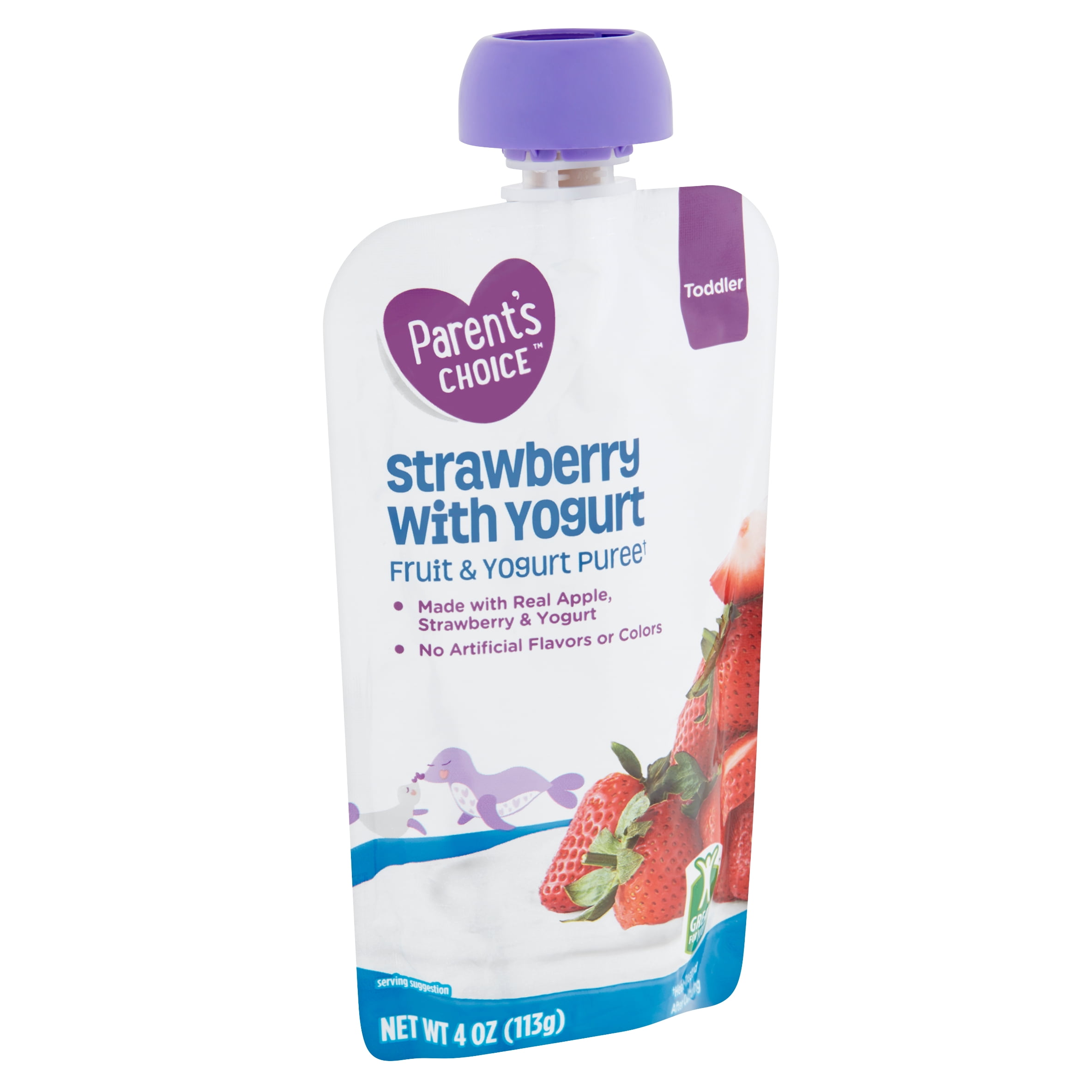 Parent's Choice Toddler Food, Strawberry Yogurt Baby Food, 1 Pouch (113g) Pouch