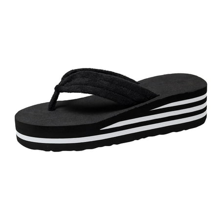 

Puawkoer Fashion Women Summer Slip On Leopard Print Comfortable Shoes Beach Open Toe Breathable Sandals Flip Flops womens shoes 38 Black