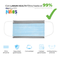 thumbnail image 4 of Cubrebocas Tapabocas Tricapa Infantil Niño 200 Pzs Azul Gris LINIUM HEALTH, 4 of 8