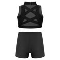 thumbnail image 2 of Linjinx Girls 2PCS Sport Outfits Racerback Crop Top with Booty Shorts Set Ballet Dance Gymnastics Black 14, 2 of 7