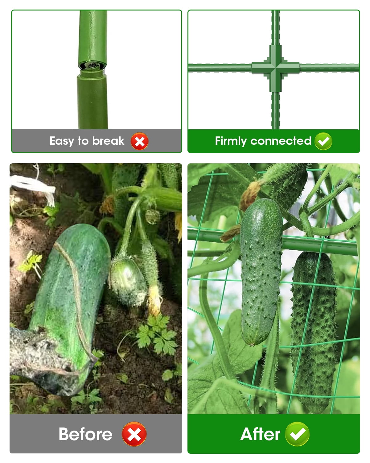 2 Pack Cucumber Trellis, Garden Trellis for Climbing Plants Outdoor, A-Frame Cucumber Trellis for Raised Bed, Plant Grow Support for Tomato, Squash, Vegetable, Flower(33"x47"x2Pcs)