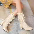 thumbnail image 4 of Victoria Boots for Women Halloween Christmas Party Mid Calf Booties Round Toe Lace up Vintage Punk Dress Pump Boots, 4 of 8