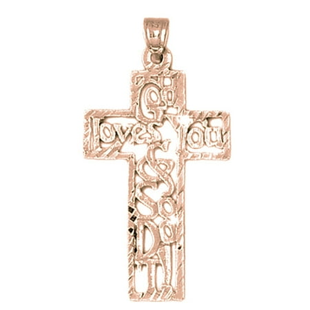 14K Rose Gold Cross Pendant - 42 mm