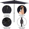 thumbnail image 7 of Superjoe LED Solar Patio Rectangular Umbrella Outdoor 10 x 6.5ft Market Table Steel Umbrella with Tilt and Crank, Waterproof Sunshade Canopy, 6 Ribs Umbrella for Garden Deck Backyard, Dark Blue, 7 of 7