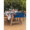 thumbnail image 2 of Outdoor Tablecloth with Umbrella Hole and Zipper, Navy Blue Christmas Rectangle Table Cloth 60x120 Inch Waterproof Tablecloth, Snowman Xmas Tree Ball Elk Snowflake Picnic Table Cover for Patio, 2 of 7