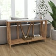 thumbnail image 3 of Merrick Lane Modern Farmhouse Engineered Wood Sofa Table with Wood Bracing and Lower Shelf in Warm Oak with Faux Concrete Top, 3 of 12