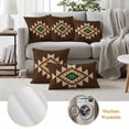 thumbnail image 6 of Brown Green Boho Outdoor Waterproof Pillow Covers, Vintage Southwest Abstract Geometric Decorative Square Throw Pillowcase Sofa Cushion Sham for Patio/Couch/Chair, 26"x26" 2 Pack, 6 of 8