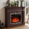 thumbnail image 2 of 46" Electric Fireplace with Mantel, Freestanding TV Stand with 23" Fireplace Insert, 1400W Electric Fireplace Heater with Remote Control, Adjustable Flame, Living Room/Apartment (46" W - Cherry), 2 of 18