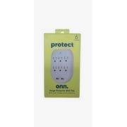 onn Surge Protector Wall Tap with 6 AC Outlets and 2 USB Ports, White