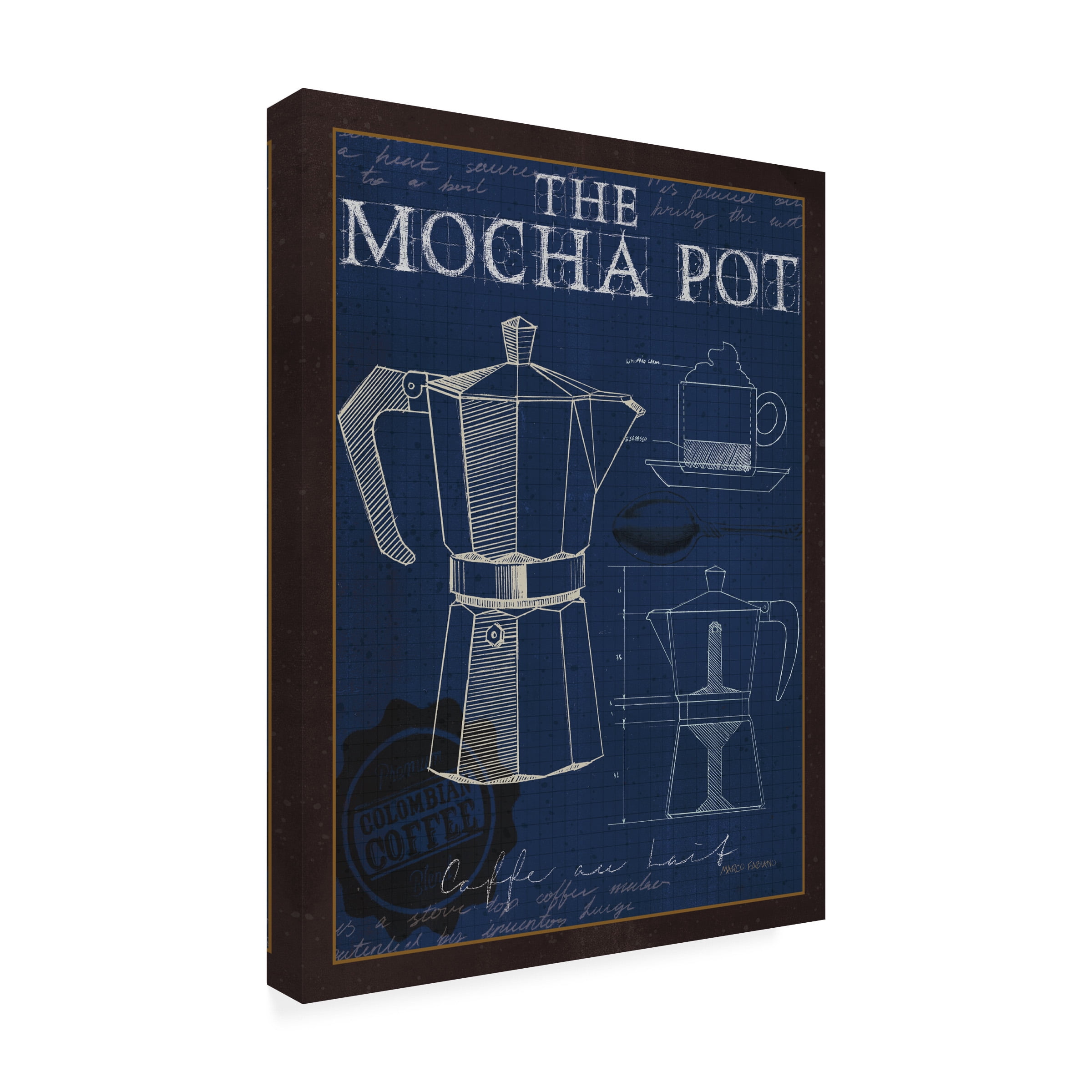 Marco Fabiano 'Coffee Blueprint II Indigo' Canvas Art