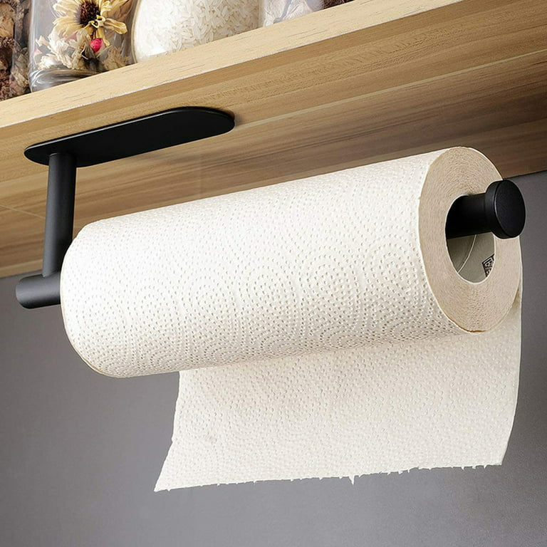 Wall Mount Kitchen Paper Towel Holder Bulk-Self-Adhesive Under Cabinet In  Matte Black