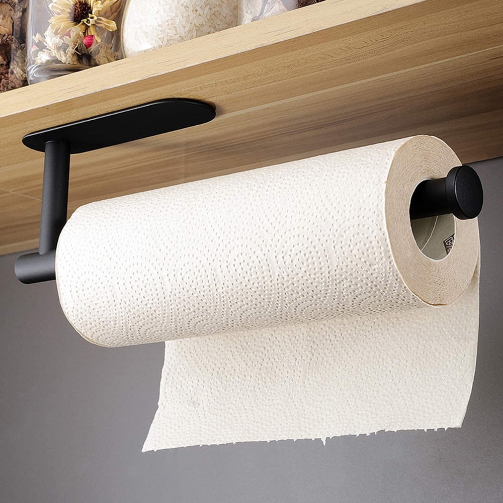 Paper Towel Holder Self Adhesive Or Drilling Under Cabinet Mount For