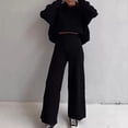thumbnail image 1 of Sudadera Conjunto a juego de 2 piezas para mujer, sudadera con capucha tejida a la moda, pantalón, traje deportivo, trajes para correr Cgtredaw Negro S para Mujer, 1 of 7