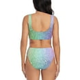 thumbnail image 3 of Daiia Beautiful Glitter Women's Bikini Set Two Piece Swimsuit High Waisted Bikini Adjustable Straps Bikini Perfect for Beach, Pool, and Summer Vacation-Large, 3 of 9