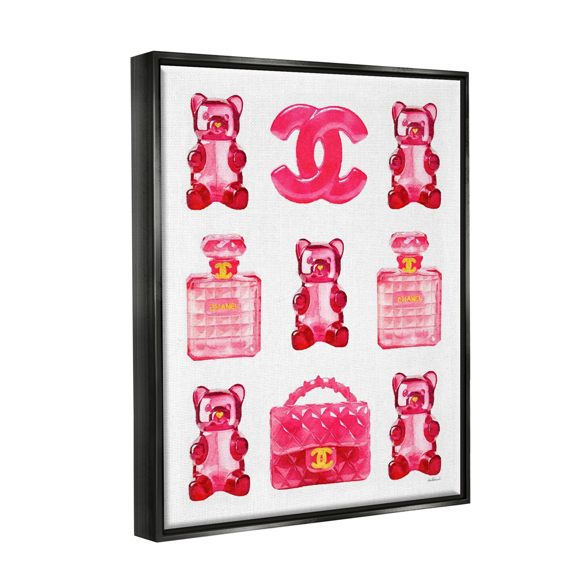 Stupell Industries Red Glam Gummy Candy Beauty & Fashion Painting Black Floater Framed Canvas Art Print Wall Art, 17 x 21