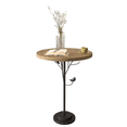 thumbnail image 6 of GZXS 15.75" Round Accent Side Table, Small Vintage Industrial End Table with Bark-Textured Top, Metal Pedestal Base w/ Tree Branch & Bird Design, for Corners and Small Spaces (Natural), 6 of 7
