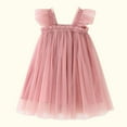 thumbnail image 4 of ameIAEA Baby Girl Tulle Ruffle Sleeve Dress A-Line Layered Princess Sundress Solid Color Casual Summer Dresses, 4 of 4