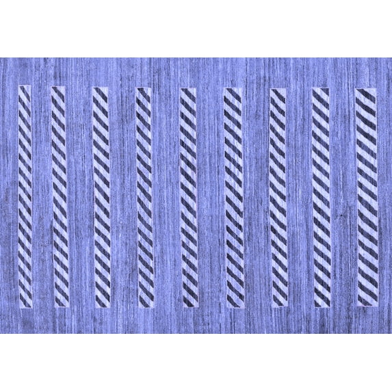 Ahgly Company Machine Washable Indoor Rectangle Abstract Blue Modern Area Rugs, 3' x 5'