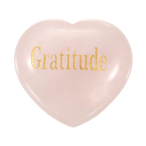 Uxcell Natural Heart Shaped Crystal Stone, 1.2" Love Worry Stone with Inspirational Words, Pocket Rock Anxiety Crystals for Women Stress Gifts Meditation, Pink(Gratitude)