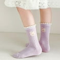 thumbnail image 5 of Girls Cotton Thin Mesh Crew Socks, Kids Floral Flower Cute Summer Socks, 5 Pairs, 3~12Years, 5 of 7