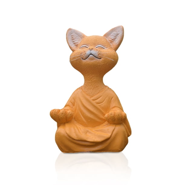 Césped paisaje meditando animal estatua frente patio trasero escultura adorable ornamento estante encimera decoración decoración naranja Scienceny HA009960-02