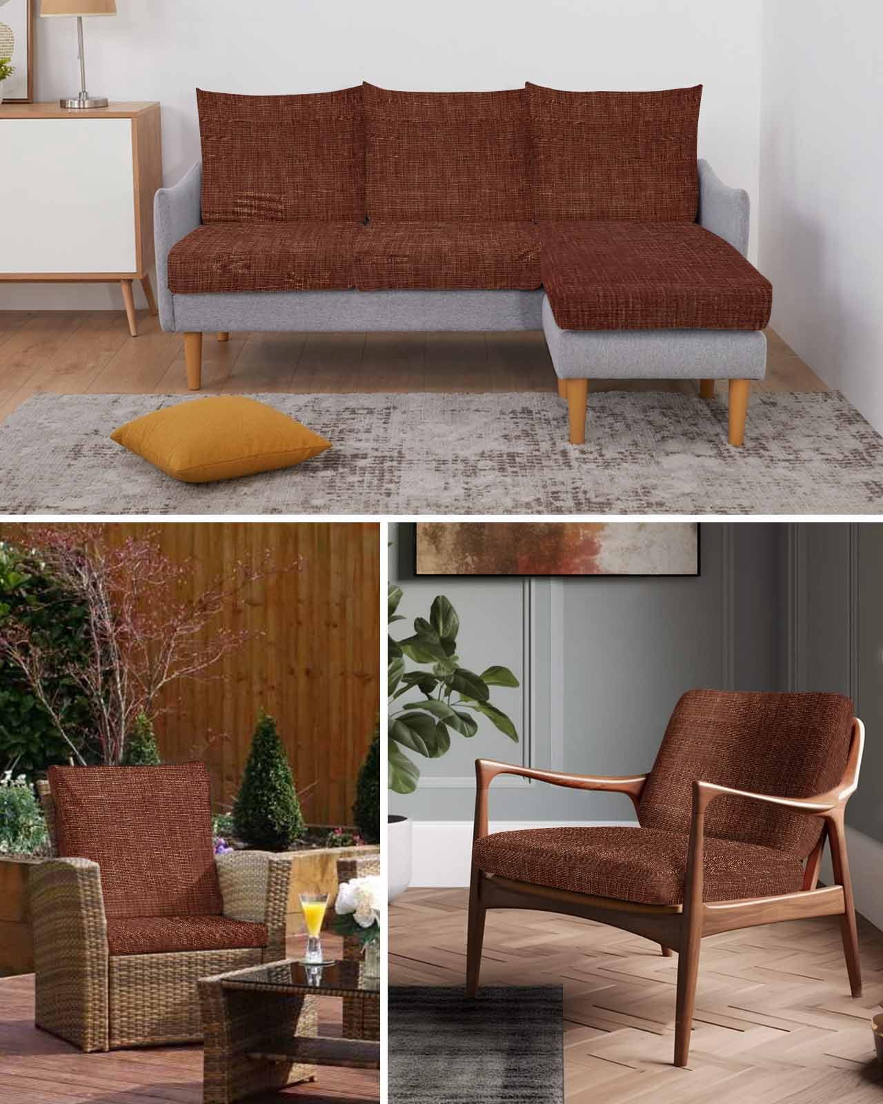 Dark Brown Couch Cushion Covers,Stretch Seat Cushion Covers for Sectional Sofa,Vintage Country Monochrome Chocolate Color Loveseat Sofa&nbsp;Slipcovers Furniture Protector with Elastic&Straps 1Pcs,M