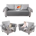 thumbnail image 1 of CHOK 2024 Waterproof Quilted Slipcover  Anti Slip Mat  Arm Sofa Cover  Furniture Protector with Side Pocket Storage  for Pets Dog Cat  Washable  for 1/2/3 Cushion Couch Sofa, 1 of 8