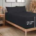 thumbnail image 2 of Royale Linens Extra Deep Pocket Queen Fitted Sheet Only - Soft Black Queen Size Fitted Sheet Deep Pocket - Fits 18 inch to 24 inch Thick Mattress - Fitted Sheet Only - Elastic Sheet (Queen, Black), 2 of 9