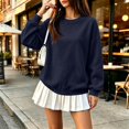 thumbnail image 2 of Crew Neck Sweatshirts Women Fall Oversized Crewneck Sweatshirt Vintage Fleece Pullover Loose Fit Cute Y2K Hoodie Navy XL, 2 of 7