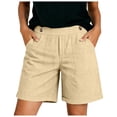 thumbnail image 7 of vigerkar High Waisted Shorts Women Cotton Button Detail Casual Shorts Vacation Short Pants with Pockets, Lightweight Classic Fit Summer Beach Travel (Beige, XL), 7 of 7