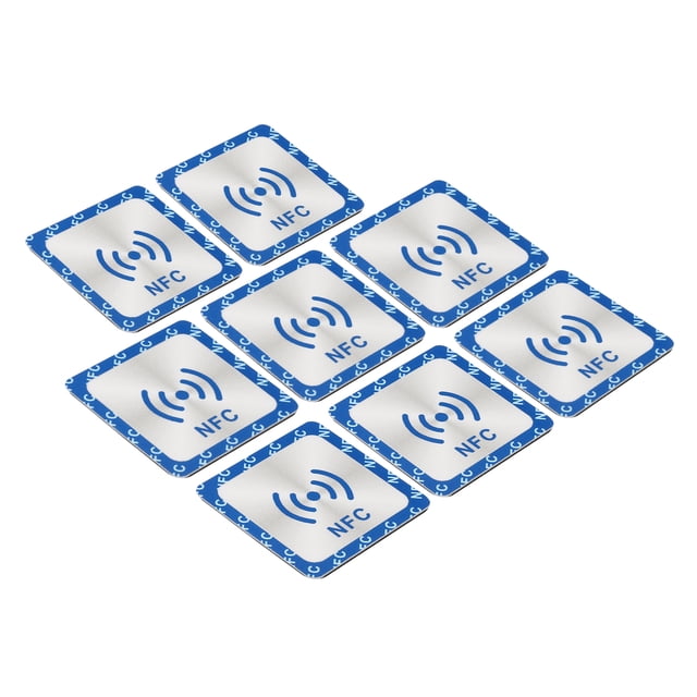 Uxcell NFC Stickers NFC215 Tag Sticker 504 Bytes Square NFC Tags Blue 8 Pack