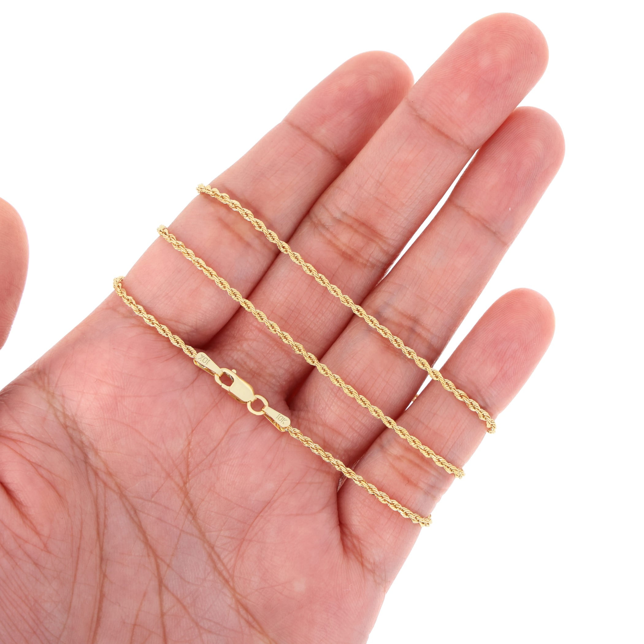 Nuragold 10K Real Yellow Gold Solid Rope Diamond Cut Chain Bracelet 7"-9" (1mm-10mm) Italian Jewelry for Men & Women
