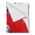thumbnail image 2 of Fitness Soft Flannel Fleece Throw Blanket, Muscular Man Lifting Barbells Body Builder Strength Work out Powerful, Cozy Plush for Indoor and Outdoor Use, 70" x 90", Grey Red White, by Ambesonne, 2 of 5