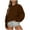 savings tops#01_Brown, variant on Womens Oversized Texture Sweatshirts Trendy Crewneck Balloon Sleeve Pullover Hoodies Sweaters