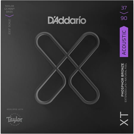 D'Addario XT Phosphor Bronze Bass Guitar Strings for Taylor GS Mini Bass, Custom Light, 37-90