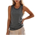 thumbnail image 2 of Karymi Plus Size Tops for Women Horizontal Striped Crew Neck Wide Strap Tank Top, Shift Casual Sleeveless Camisole, Everyday Wear Tee Womens Tops Dressy Casual, 2 of 7