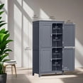 thumbnail image 5 of LEDREM Bathroom Storage Floor Cabinet Organizer with 4 Doors & Adjustable Shelves, 43" Wooden Pantry Cabinet Freestanding for Kitchen Living Room Small Spaces, Slate Gray, 5 of 6