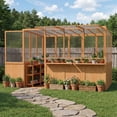 thumbnail image 5 of AECOJOY 6x10 FT Wood Greenhouse For Outdoor,Heavy Duty Lean-to Walk-in Greenhouse with Polycarbonate Panels,Openable Vent and Lockable Door,Backyard Garden, 5 of 13