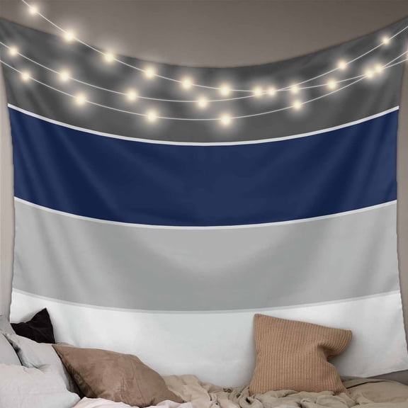 Navy Blue Grey Striped Tapestry for Bedroom Wall Hanging Tapestry, Farmhouse Modern Ceiling Backdrop Tapestries Poster Blanket Wall Decor for Teens Room Living Room Dorm 59" x 90"