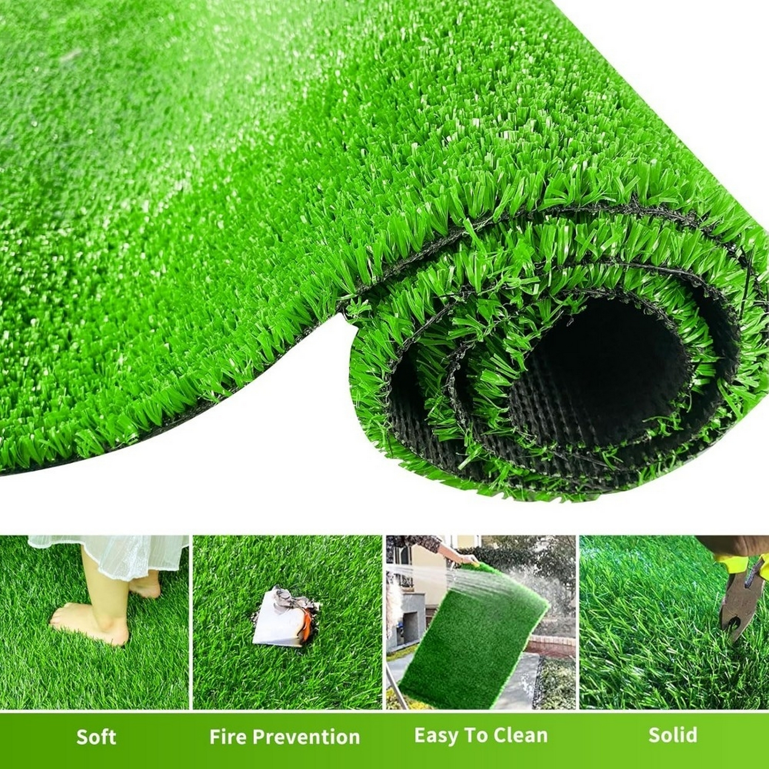 Realistic artificial grass mat, 3 feet x 10 feet artificial turf indoor and outdoor garden lawn landscape, artificial grass blanket with drainage holes