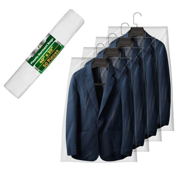 Impresserve 40 x 20 inch Clear Disposable Plastic Garment Bags - 50 Count