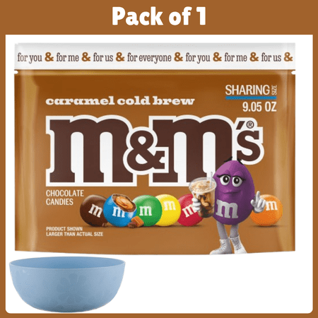 M&M S Caramel Cold Brew Chocolate Candy  Sharing Size - 9.05 oz Bag-With Bowl