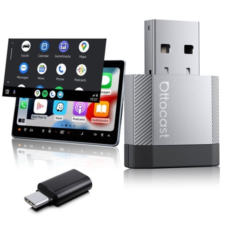 Ottocast Mini Nova, 2 in 1 Wireless Carplay & Android Auto Adapter, USB Plug & Play, Upgraded with AI Assistance (ChatGPT, Gemini, Claude)