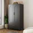 thumbnail image 2 of Jopath Metal Wardrobe Closet,60" Tall Armoire Wardrobe Cabinet 1 Drawers and Hanging Rod,Clothes Storage Organizer Cabinets for Bedroom,Office,Living Room,Black02, 2 of 8