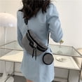 thumbnail image 1 of Bolso Paquete de teléfono de pecho de cuero de PU de bandolera de hombro con cinturón de cintura de diamantes de imitación de moda, 1 of 5