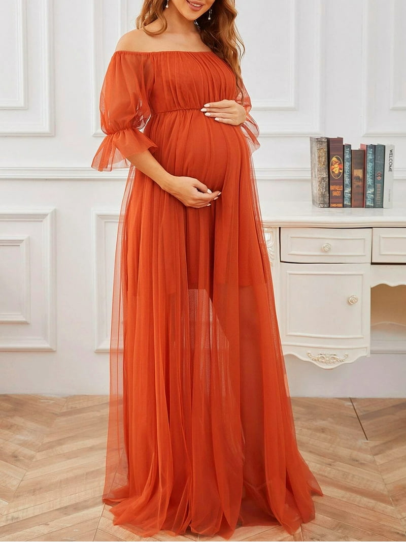 a line pregnancy dress Blue Spaghetti Strap Printed A-Line Maternity Midi Dress main image 1