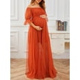 thumbnail image 3 of GXFC Maternity Photography Dress Casual Short Sleeve Off Shoulder Tulle Gown Dress for Pregnancy Women Photoshoot Dress Clothes, 3 of 9
