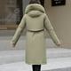 thumbnail image 5 of Parkas de manga larga para mujer, abrigo largo de algodón reversible con cremallera y bolsillos de color, informal, holgado, de invierno, 5 of 6