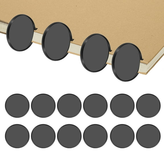 54mm Plastic Book Binding Discs, 12 Pack Discbound Expansion Discs Round Binder Rings for DIY Notebook Planner, Black