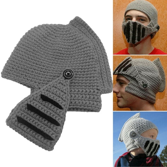 AYYUFE Men Knight Knit Beard Hats Handmade Woolen Yarn Knitwear Windproof Headgear